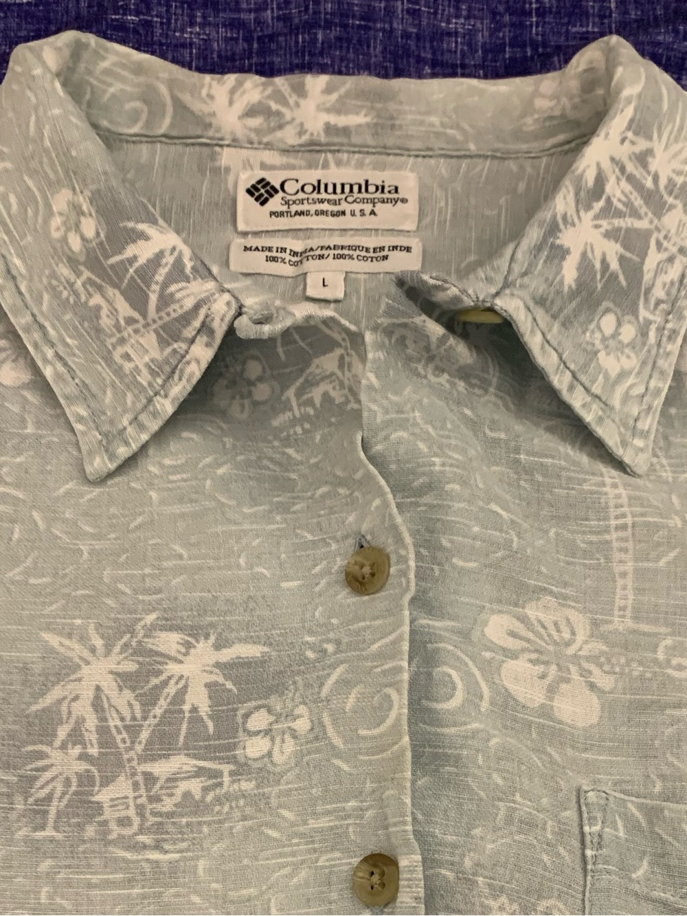 COLUMBIA SS All Cotton Tropical Theme Shirt